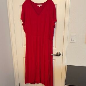 Elegant Red V-Neck Dress